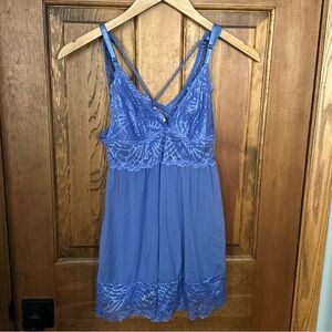 Jezebel Size Small Lingerie Babydoll Teddy Blue Lace Sexy Romantic Valentines